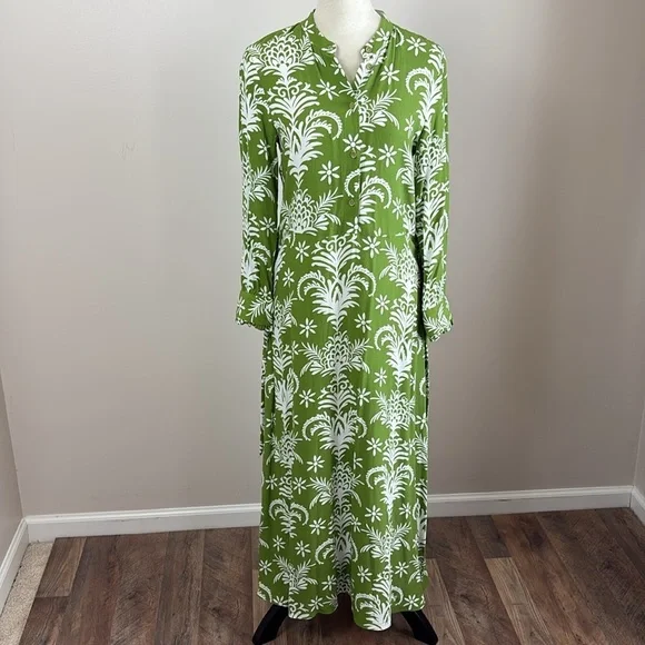 Zara Floral Print Lilou Midi Shirt Dress Belted Tropical Green White Size XS - Picture 12 of 16